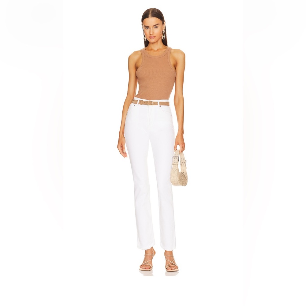 AGOLDE Riley Long High Rise Straight White Jeans